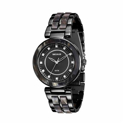 Relógio Feminino Pulseira Resina Preto