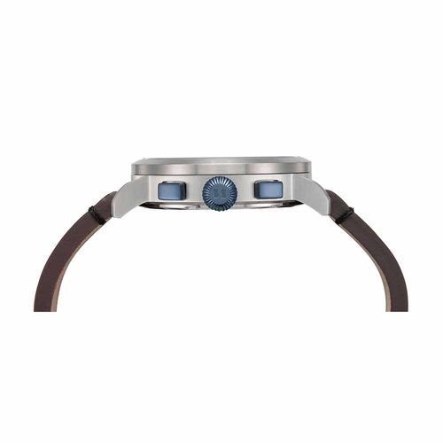 Relógio Masculino Cronógrafo Visor Azul Couro Marrom