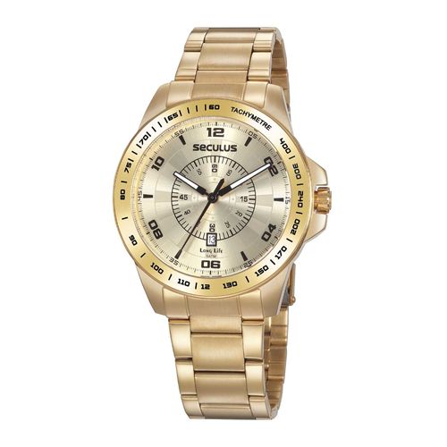 Relógio Masculino Esportivo Aço Dourado