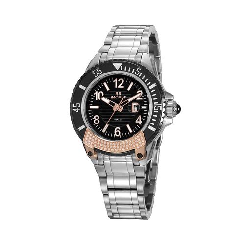 Relógio Feminino Royal Marine Cristais Aço Prata