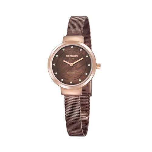 Relógio Feminino Slim Madrepérola Marrom