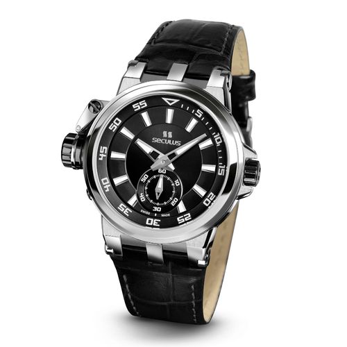 Relógio Feminino Suíço Casual Couro Preto