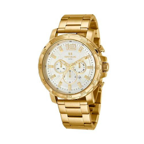 Relógio Masculino Cronógrafo Casual Aço Dourado