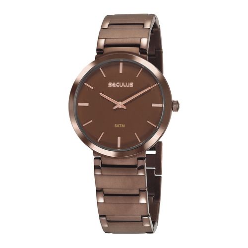 Relógio Masculino Minimalista Aço Marrom