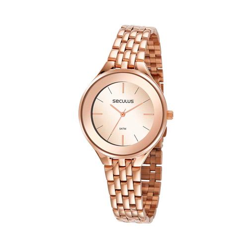Relógio Feminino Aro Espelhado Aço Rosé