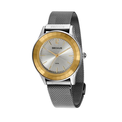 Relógio Feminino Casual Prata e Dourado