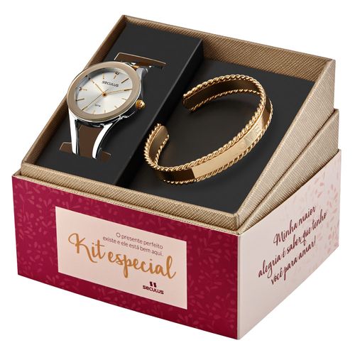 Kit Relógio Feminino Casual Bicolor