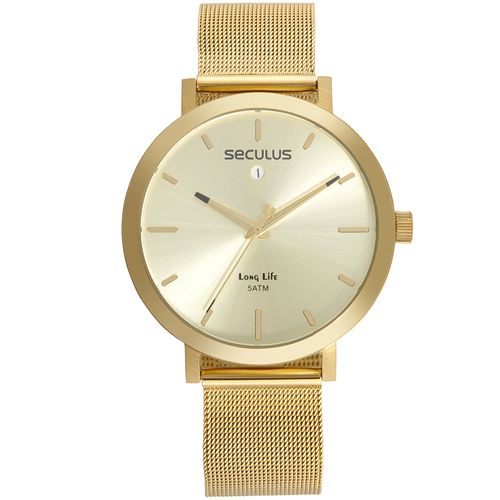 Relógio Masculino Malha de aço Dourado