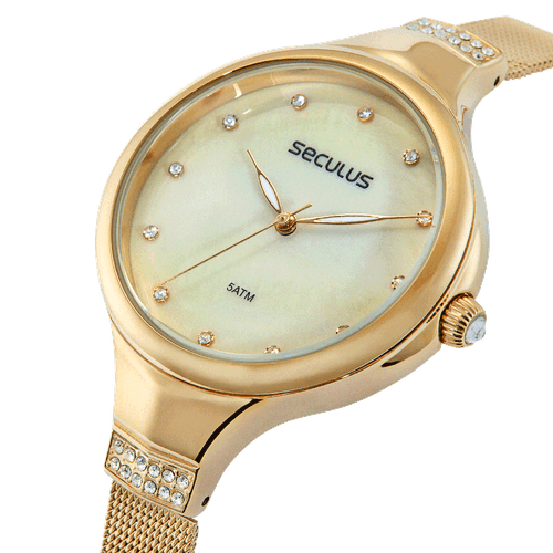 Relógio Feminino Madrepérola Dourado