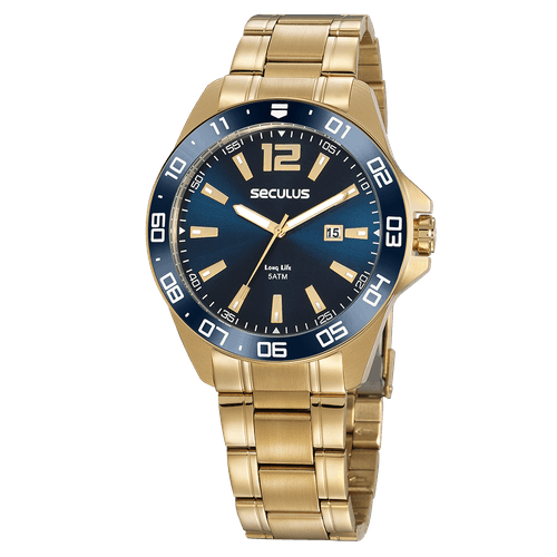 Relógio Masculino Aço Esportivo Dourado