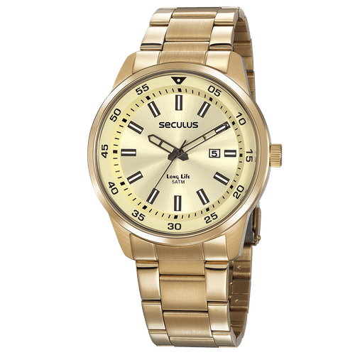 Relógio Masculino Casual Aço Dourado