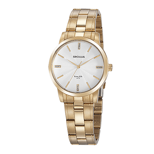 Relógio Feminino Aço Cristais Dourado