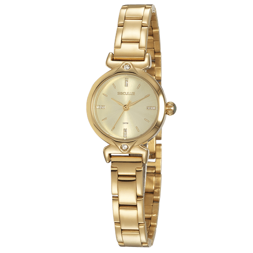 Relógio Feminino Clásico Cristais Dourado
