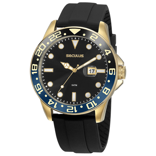 Relógio Masculino Calendário Silicone Preto