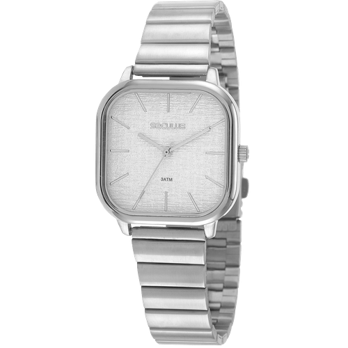 Relógio Feminino Quadrado Clássico Prata