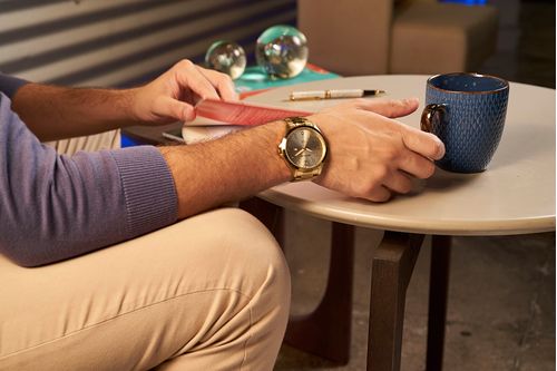 Relógio Masculino Calendário Casual Dourado