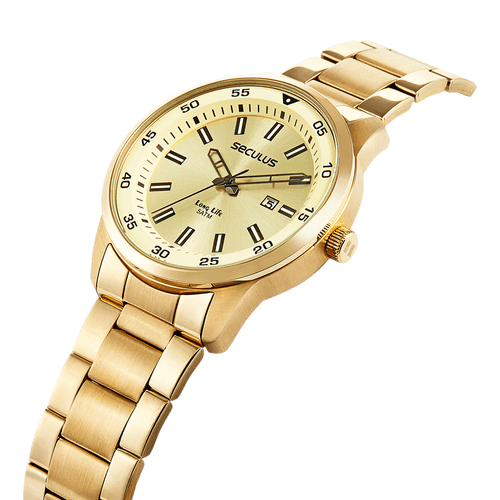 Relógio Masculino Casual Aço Dourado