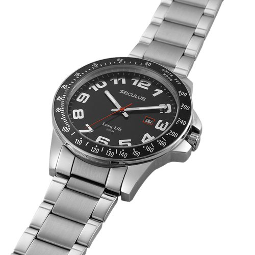 Relógio Masculino Aço Calendário Prata