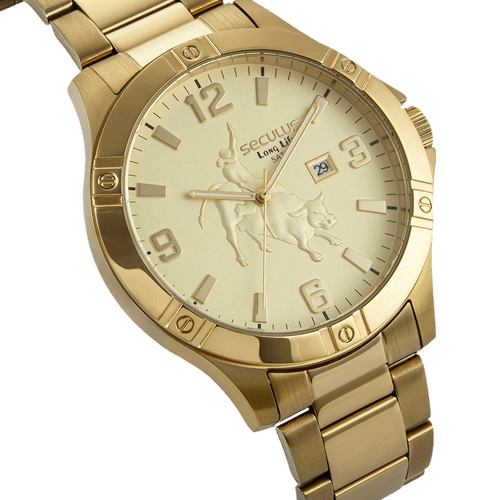 Relógio Masculino Country Aço Dourado