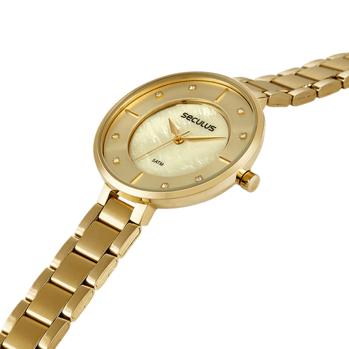 Relógio Feminino Casual Madrepérola Dourado
