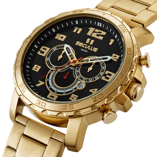 Relógio Masculino Cronógrafo Casual Dourado
