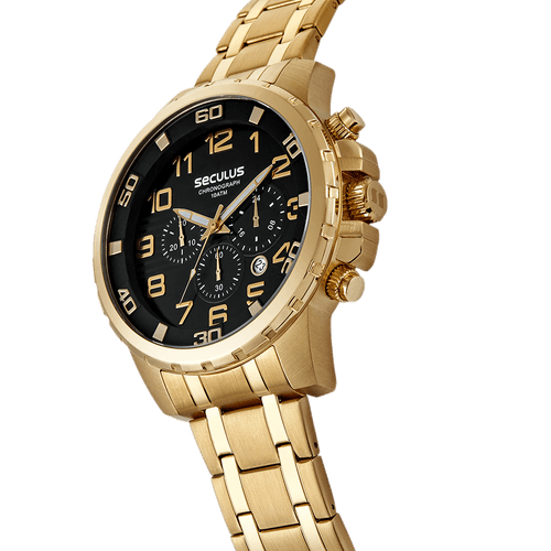 Relógio Masculino Cronógrafo Casual Dourado