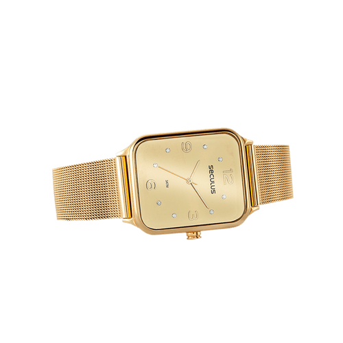 Relógio Feminino Calendário Casual Dourado