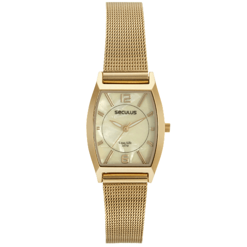Relógio Feminino Aço Madrepérola Dourado