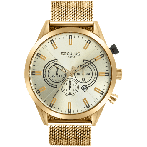 Relógio Masculino Cronógrafo Aço Dourado
