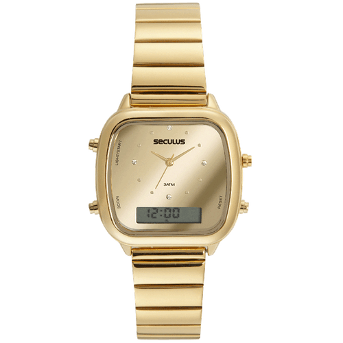 Relógio Feminino Quadrado Vintage Dourado