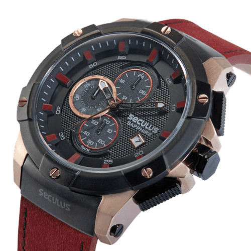 Relógio Masculino Cronógrafo Couro Marrom