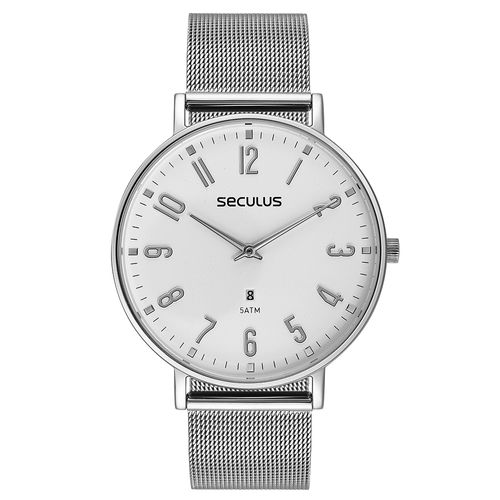 Relógio Masculino Slim Malha de Aço Prata