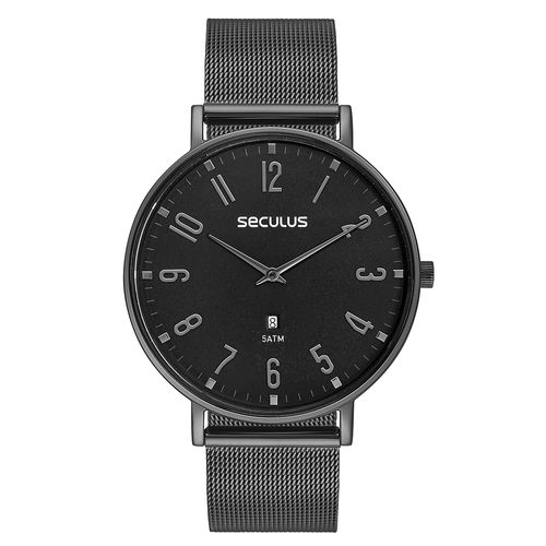 Relógio Masculino Slim Malha de Aço Preto
