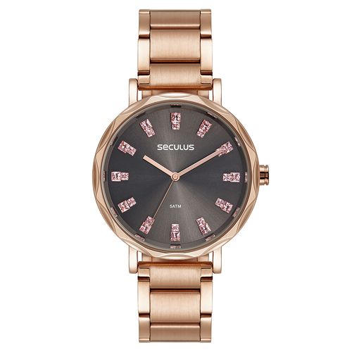Relógio Feminino Cristais Rosé