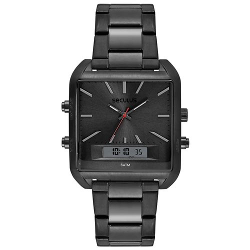Relógio Masculino Quadrado Anadigi Aço Preto