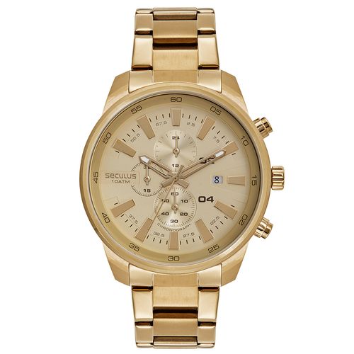 Relógio Masculino Cronógrafo Aço Dourado