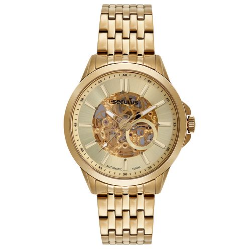 Relógio Masculino Automático Aço Dourado