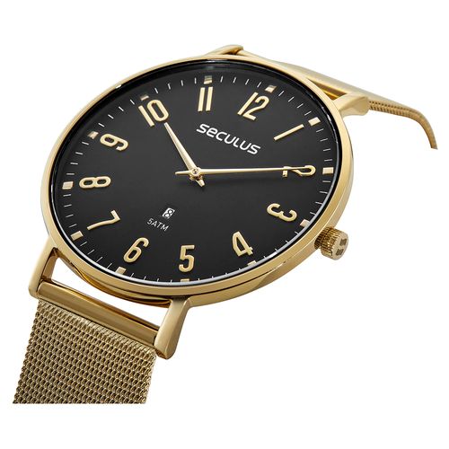 Relógio Masculino Clássico Aço Dourado