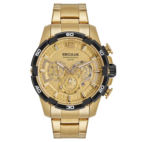 Relógio Masculino Cronógrafo Aço Dourado