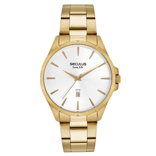 Relógio Masculino Aço Clássico Dourado