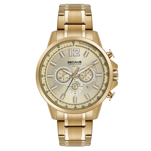 Relógio Masculino Cronógrafo Aço Dourado