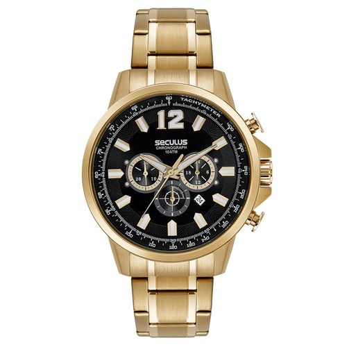 Relógio Masculino Cronógrafo Casual Dourado