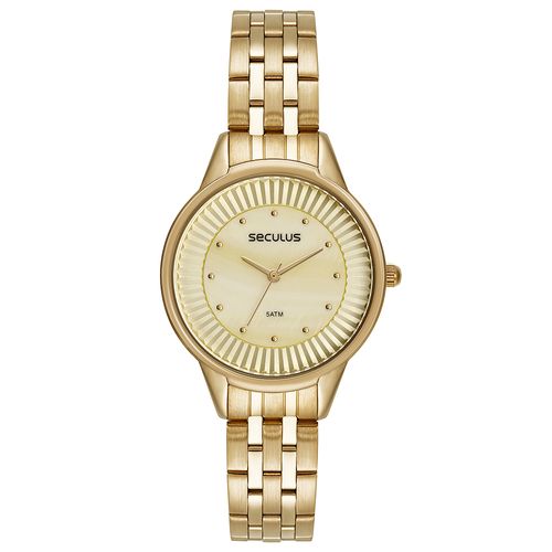 Kit Relógio Feminino Dourado Com Colar