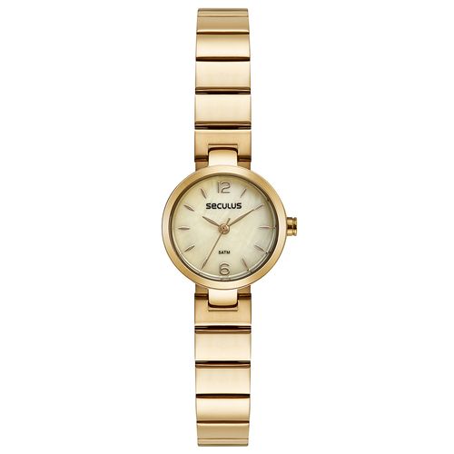 Kit Relógio Feminino Clássico Com Colar Dourado