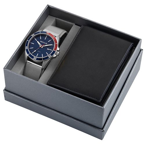 Kit Relógio Masculino Casual Prata Com Carteira
