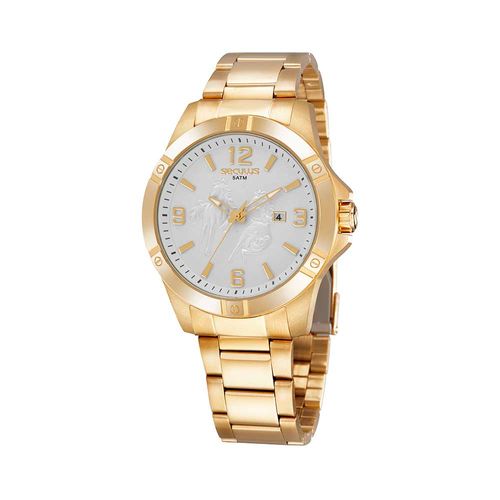 Kit Relógio Masculino Country Aço Dourado