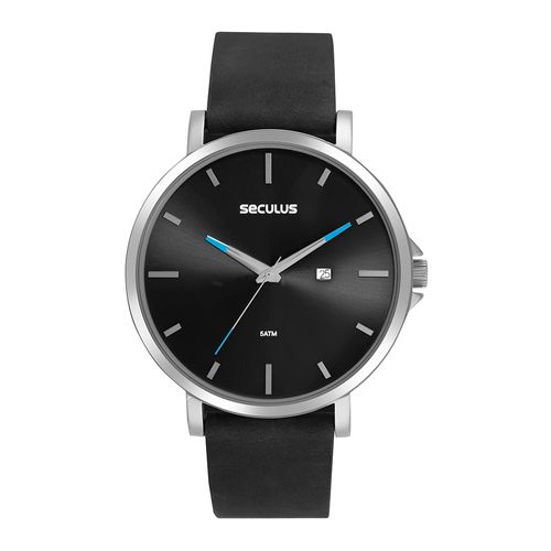 Relógio Masculino Minimalista Couro Prata