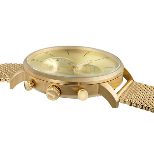 Relógio Masculino Cronógrafo Malha de Aço Dourado