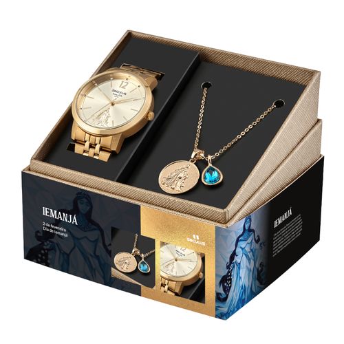 Kit Relógio Feminino Profissões Iemanja Dourado