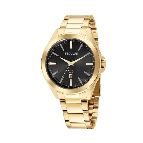 Relógio Masculino Calendário Casual Dourado